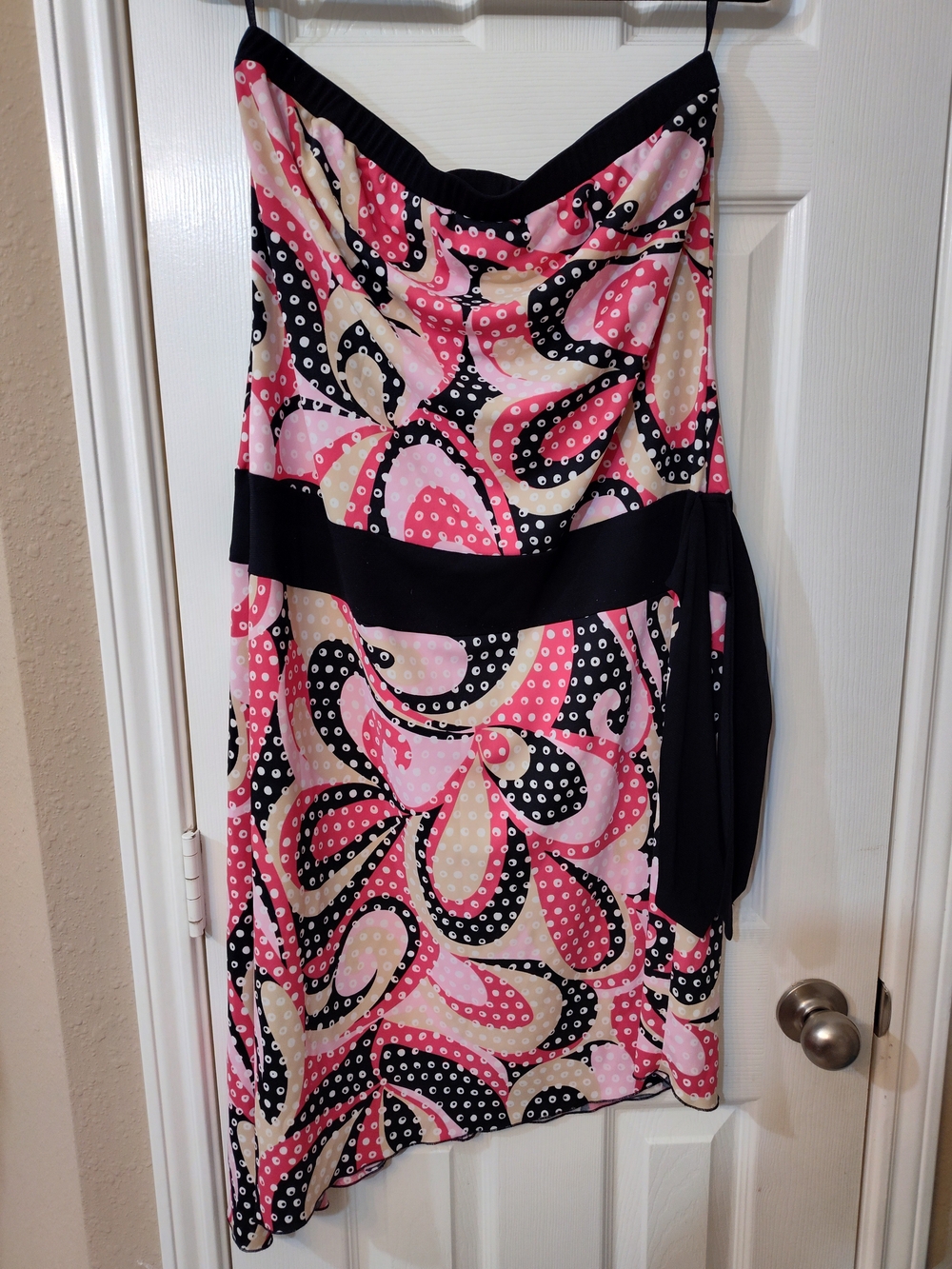 XOXO Pink, Black & Cream Swirl Print Dress